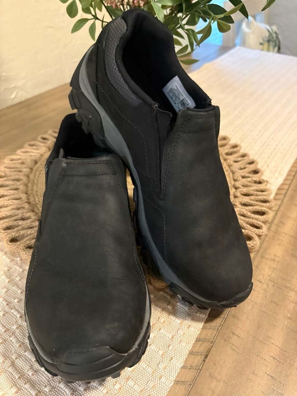 Merrell Moab Adventure Moc Size 11.5 Black Leather Slip On Shoes